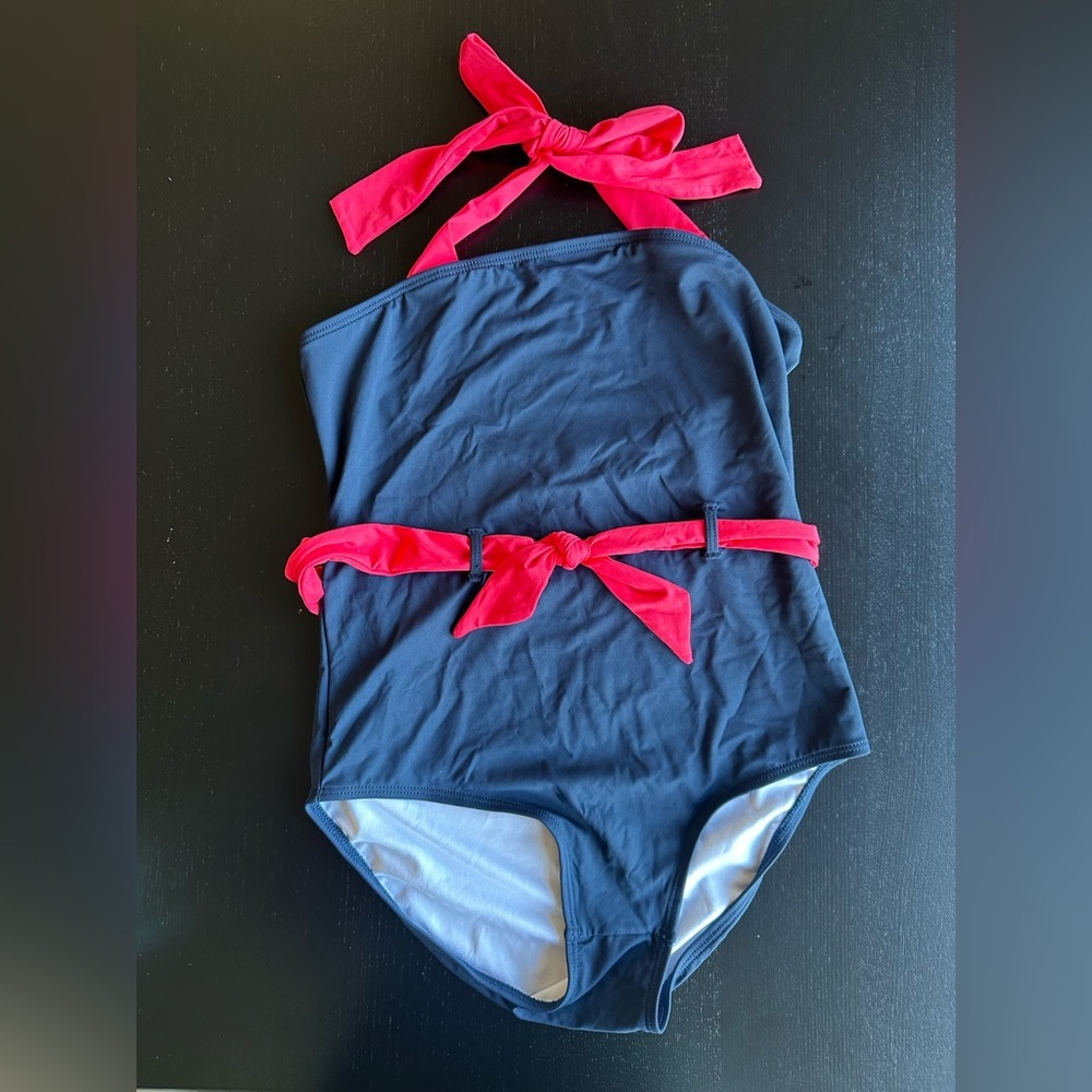 NWT! TBBC Palm Beach Bathing Suit in Nantucket Navy and Richmond Red